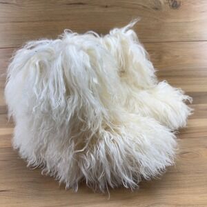UGG RARE FLUFF MOMMA Short Boots Women 7 Mongolian Fur Shearling Apres Ski Cream